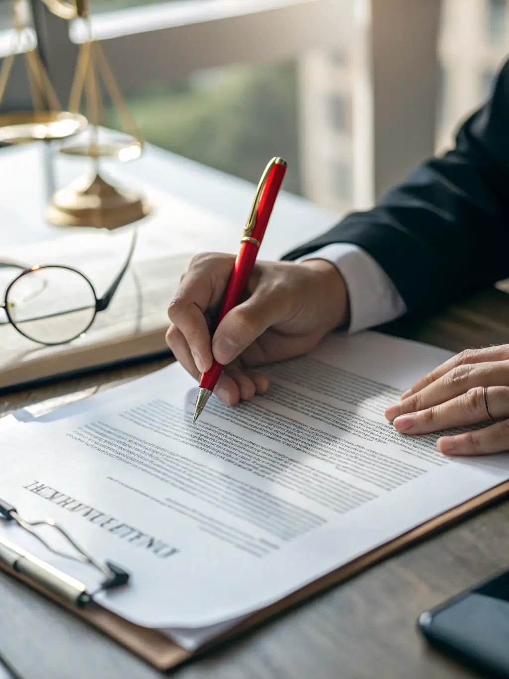 An image depicting legal documents and contract negotiations, highlighting Marketing Alma Vieja's commitment to protecting both influencers and brands.